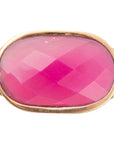 Golden Flower Pink Agate Statement Ring