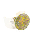 Lime Green Jasper Golden Statement Cuff Bracelet