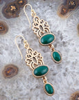 Green Onyx and Golden Drop Earrings