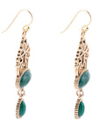 Green Onyx and Golden Drop Earrings
