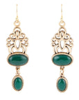 Green Onyx and Golden Drop Earrings
