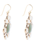 Green Turquoise and White Mother of Pearl Golden Bronze Drop Earrings