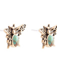 Green Turquoise Golden Honey Bee Earrings