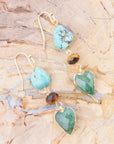 Grotto Green Agate Colorful Golden Drop Earrings