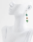 Grotto Green Agate Colorful Golden Drop Earrings