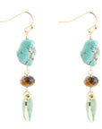 Grotto Green Agate Colorful Golden Drop Earrings