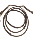 AJ Tack Oiled Harness Leather Barrel Reins with Latigo Lacing - 5/8in x 7ft 6in