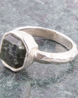 Hammered Green Seraphinite Sterling Silver Ring