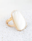 High Class White Mother of Pearl Golden Ring