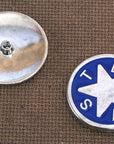 Hilason Nickel Round Concho Blue Enamel Texas Star Saddle Horse