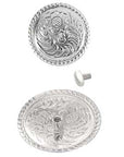 1" Silver Plt. Floral Round Concho/Screw Saddle Headstall – Hilason