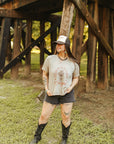 Homegrown Cowgirl Raw V-neck Graphic Tee