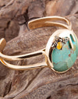 Honey Bee Blue Turquoise Golden Cuff Bracelet