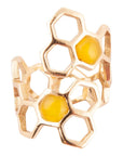 Honeycomb Yellow Agate Golden Ring