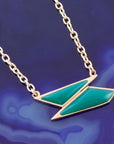 Ice Green Onyx and Golden Bronze Pendant Necklace