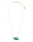 Ice Green Onyx and Golden Bronze Pendant Necklace