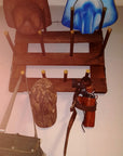 4 Cowboy Hat Rack Horizontal | Cowboy Hat Holder | Rustic Western Hat Display | Handcrafted Wooden Organizer | Space-Saving Home Decor | Made in USA
