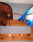 2 Cowboy Hat Rack Horizontal | Cowboy Hat Holder |  Rustic Western Hat Display | Handcrafted Wooden Organizer | Space-Saving Home Decor | Made in USA