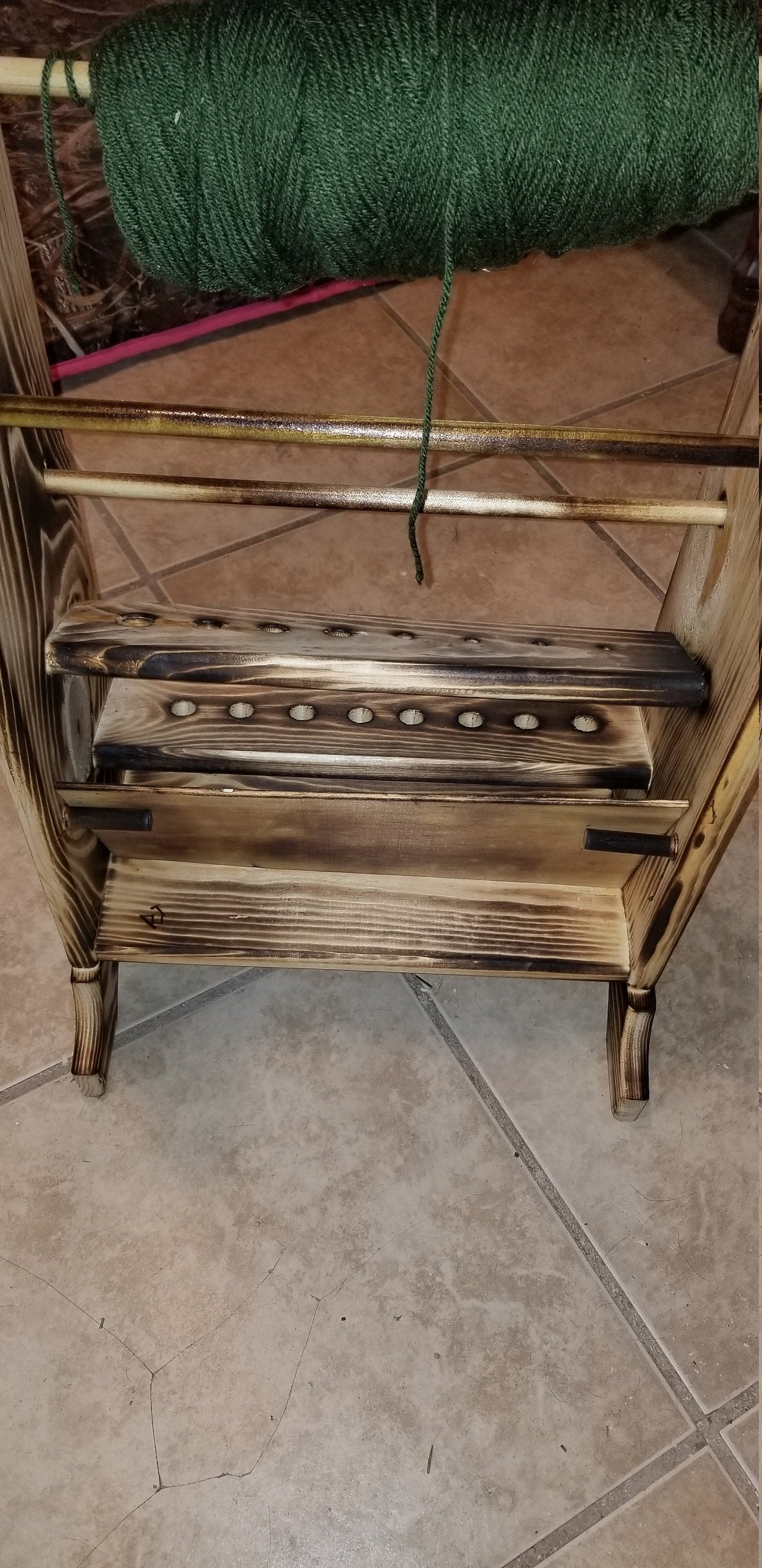 5 Skein Yarn Holder &amp; Organizer | Wooden Yarn Rack | Knitting &amp; Crochet Storage | Handcrafted Craft Room Decor | Yarn Spool Display