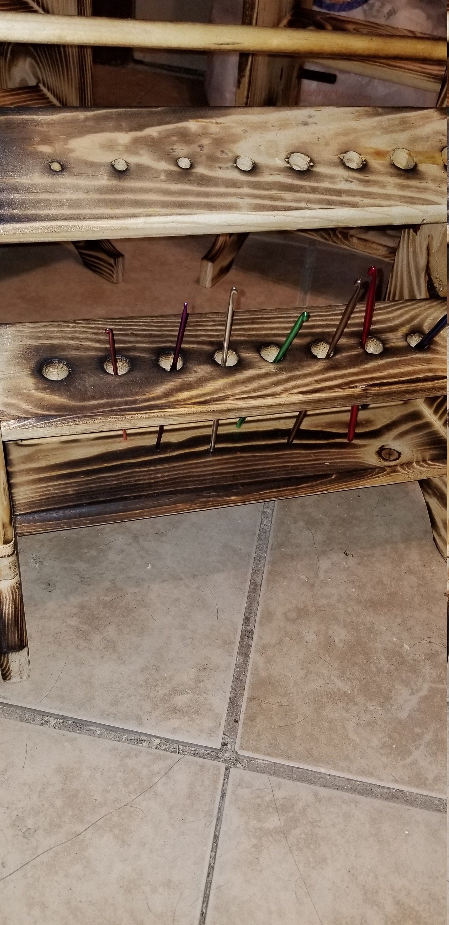 7 Skein Yarn Holder &amp; Organizer | Wooden Yarn Rack | Knitting &amp; Crochet Storage | Handcrafted Craft Room Decor | Yarn Spool Display