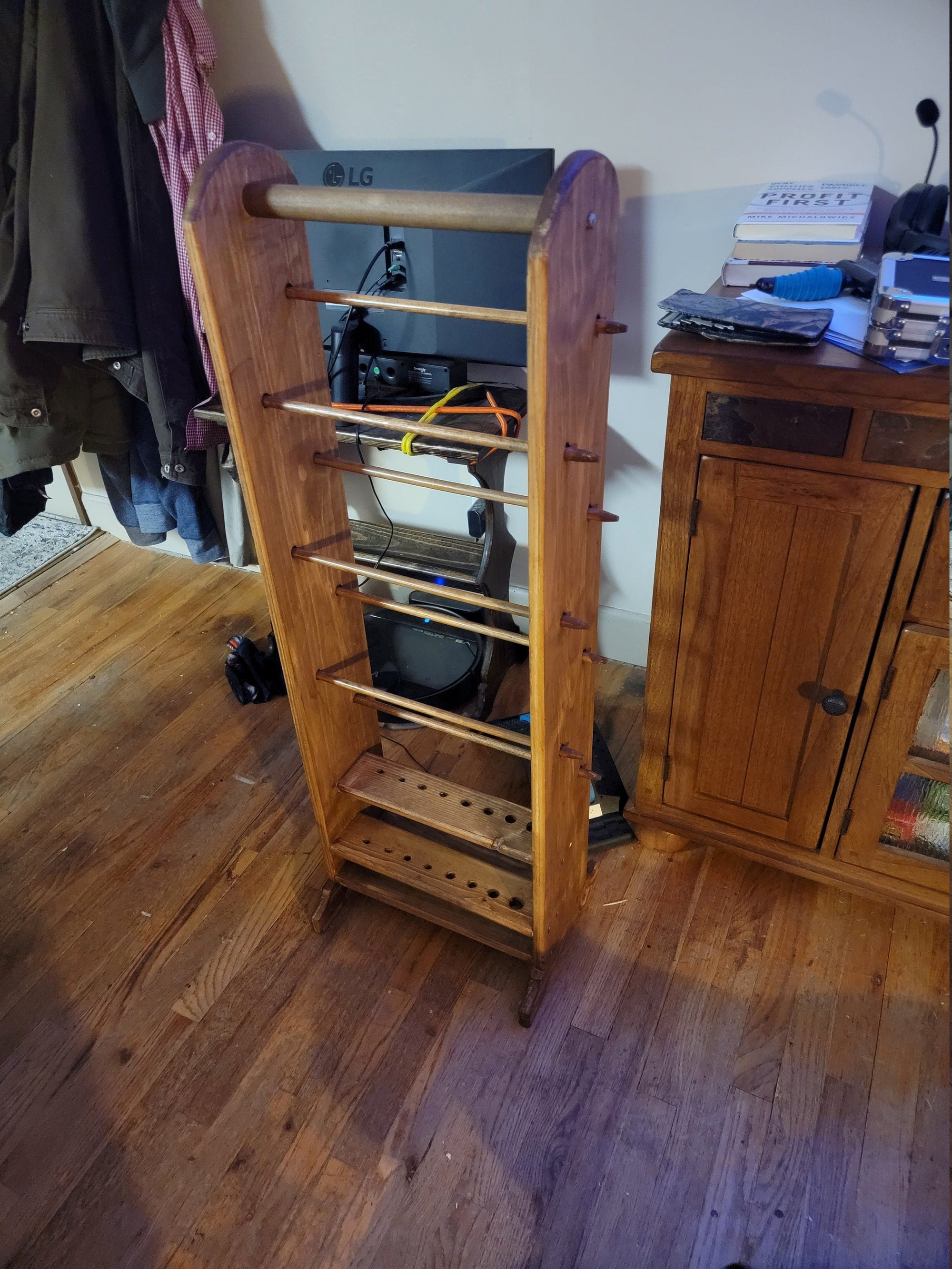 7 Skein Yarn Holder &amp; Organizer | Wooden Yarn Rack | Knitting &amp; Crochet Storage | Handcrafted Craft Room Decor | Yarn Spool Display