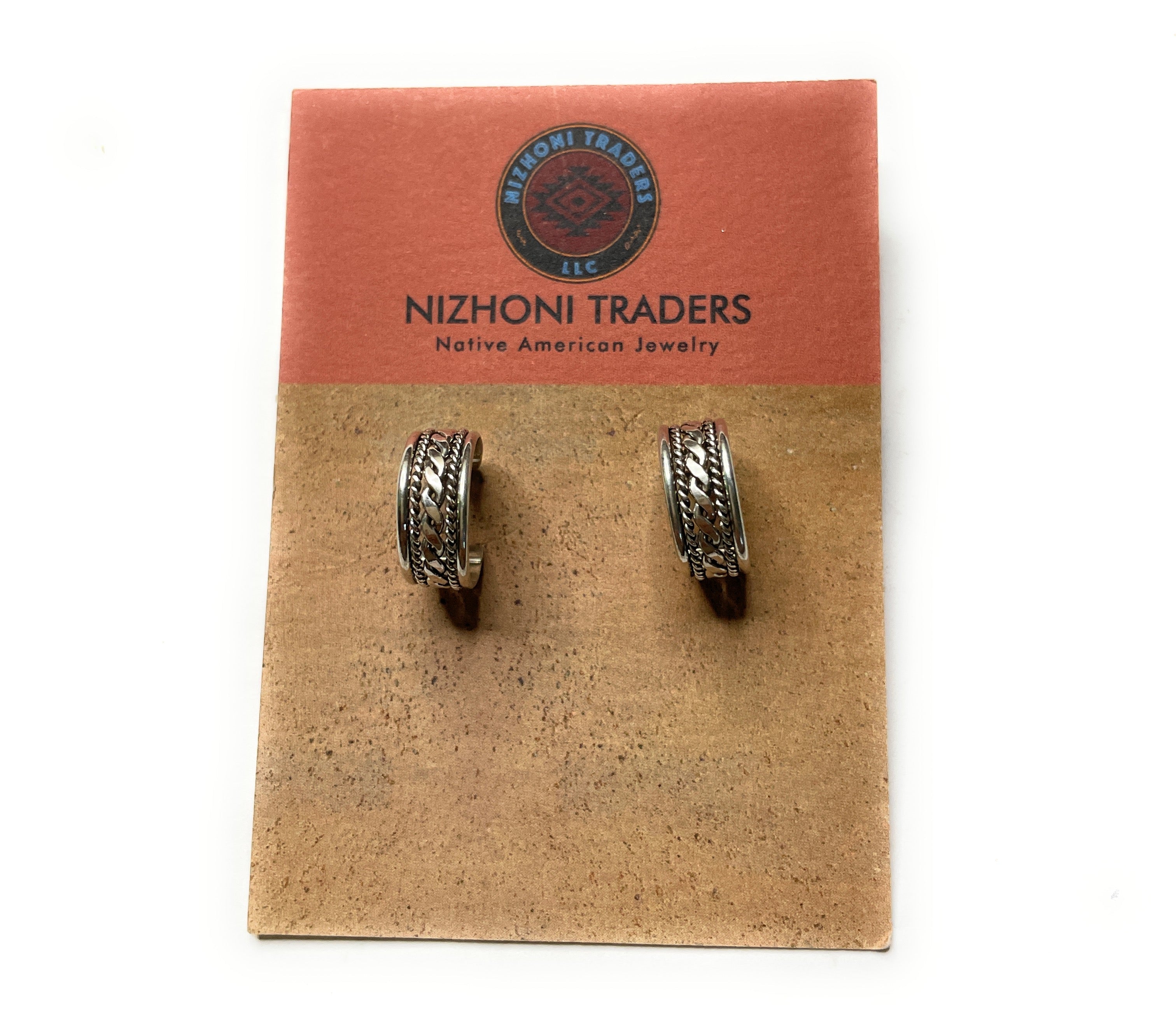 Navajo Hand Made Sterling Silver 3/4” Hoop Earrings
