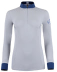 Roxana - French Gray & Cadet Blue Long Sleeve Riding Shirt