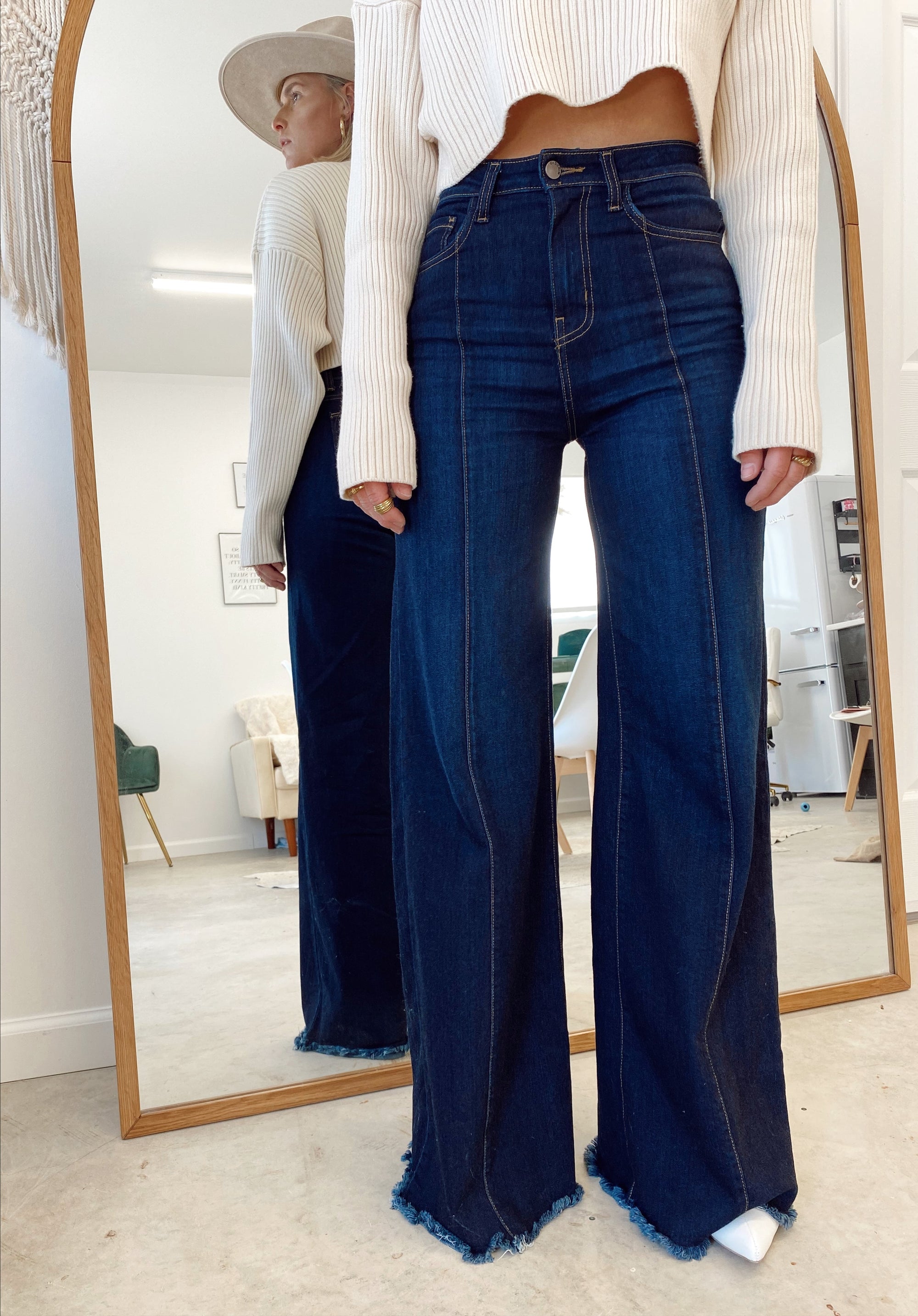 The Loretta Trouser Jean in Dark Wash
