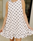 Bow Pearl Buttoned Back Mini Dress