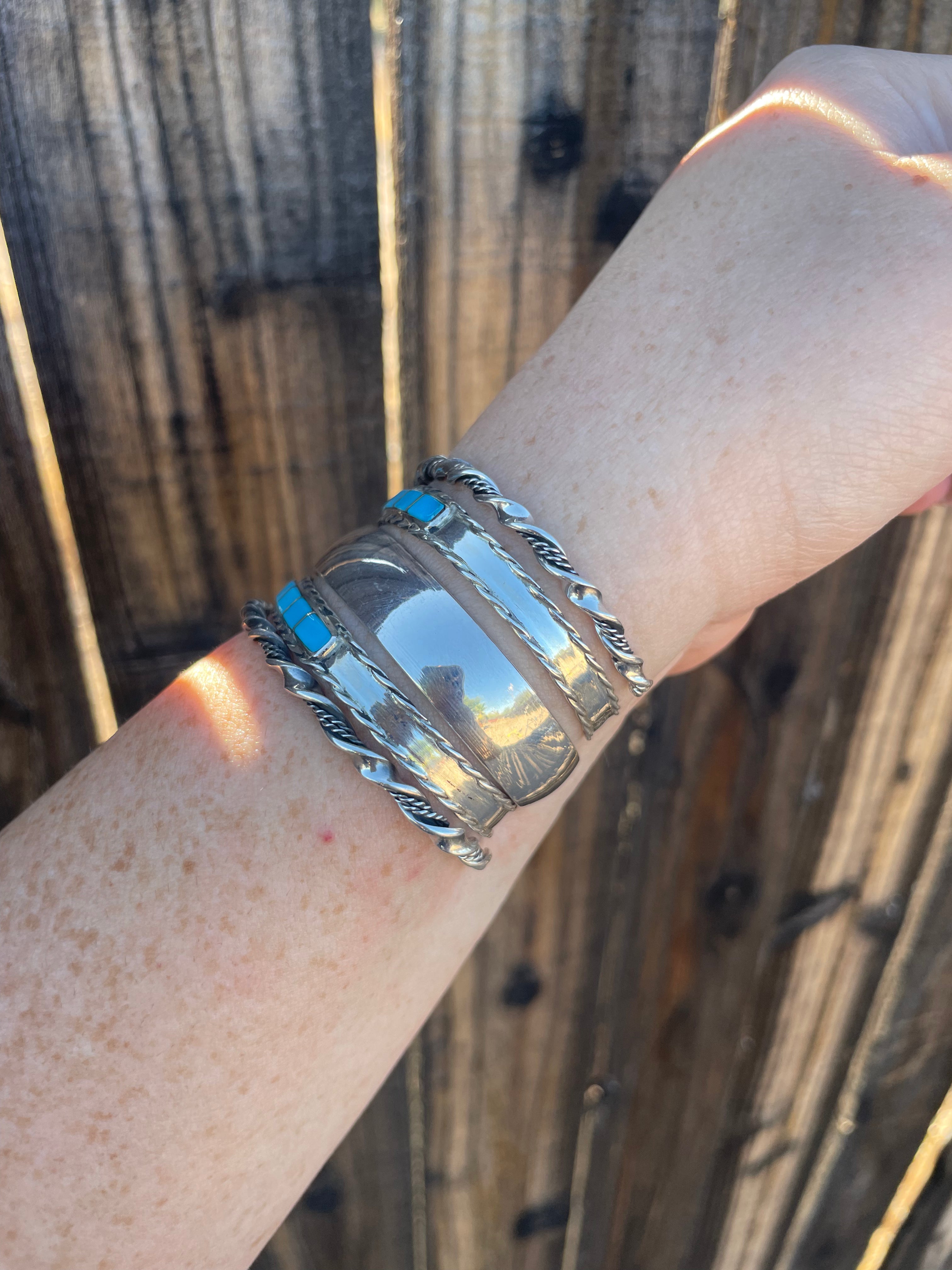 “The Cassidy Stacker” Navajo Sterling Silver & Turquoise Cuffs