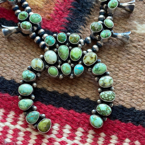 Navajo Sonoran Turquoise Squash Blossom Set - Sterling Silver Jewelry