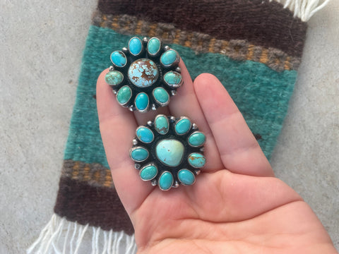 Navajo Sheila Becenti Turquoise Sterling Squash Blossom Set