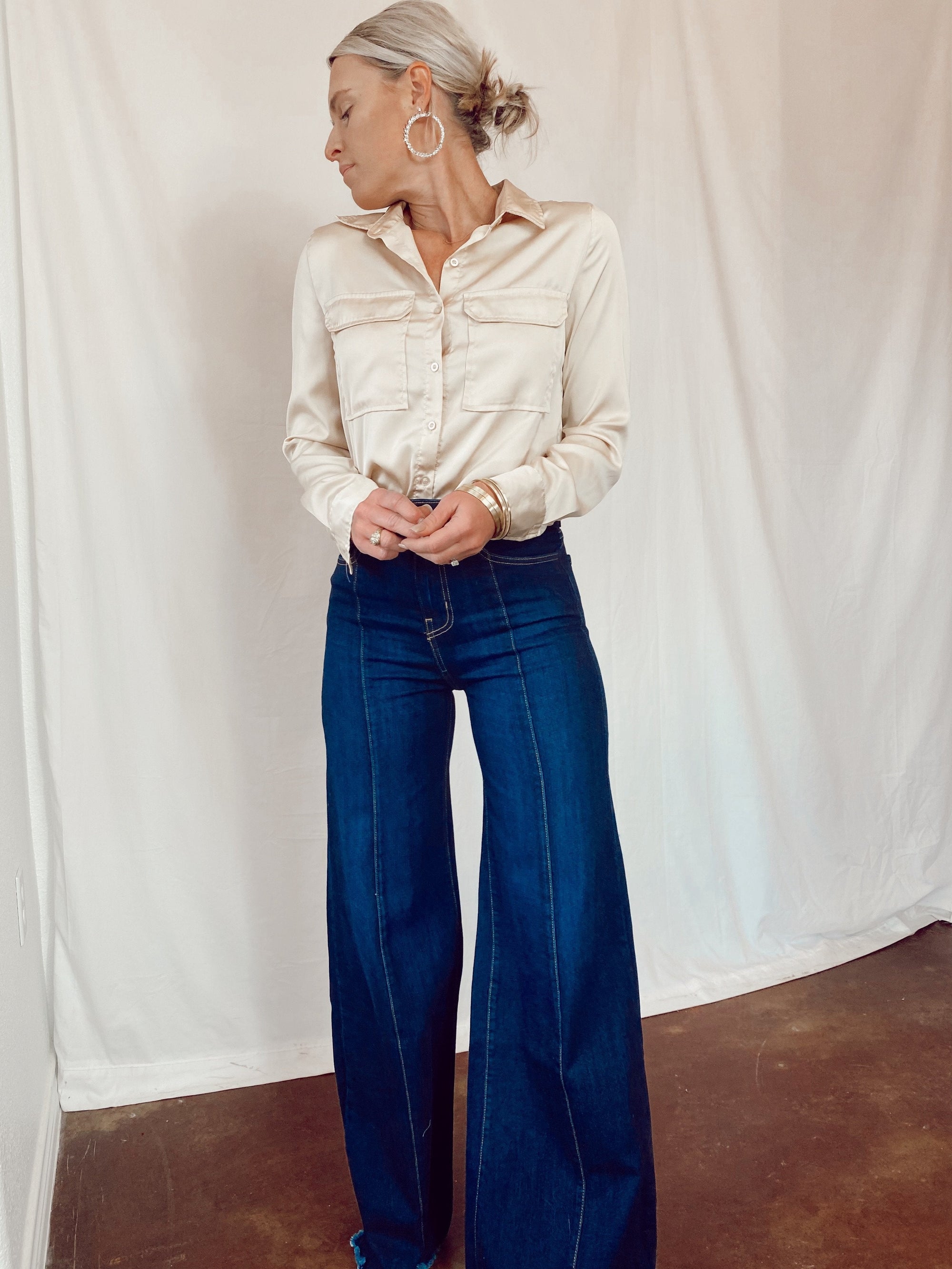 The Loretta Trouser Jean in Dark Wash