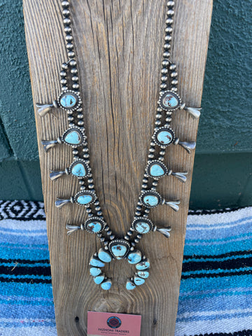 "Navajo Golden Hills Turquoise Squash Blossom Set - B. Johnson Design"