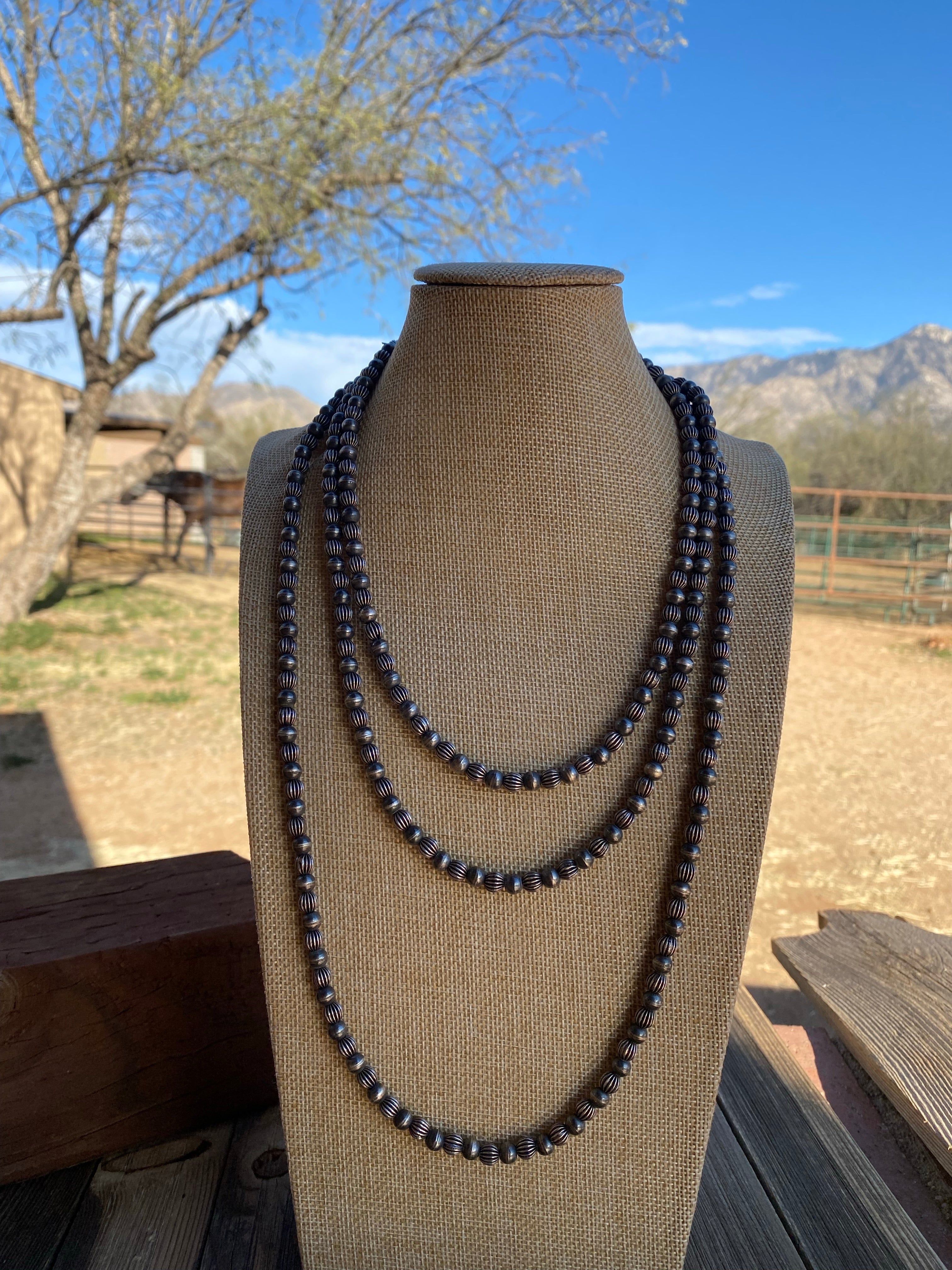 Custom 6mm Navajo Pearl Style 70 inch beads - Everest Ranch