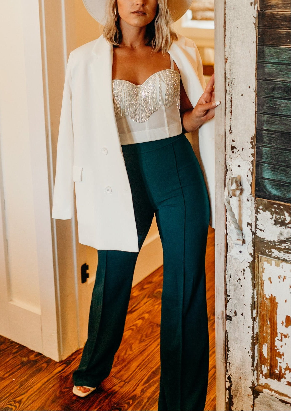The Zoey Stretch Trouser In Hunter Green