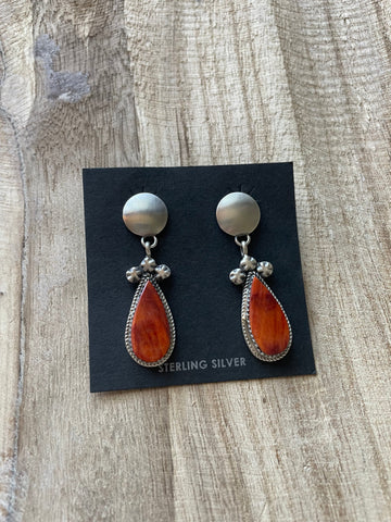 Navajo Orange Spiny & Sterling Silver Squash Blossom Set | Shop Now!