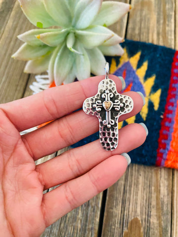 Navajo Sterling Silver & Copper Cross Pendant - Everest Ranch