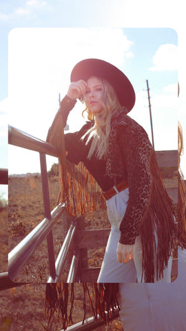 Leather Fringe Crop Jacket