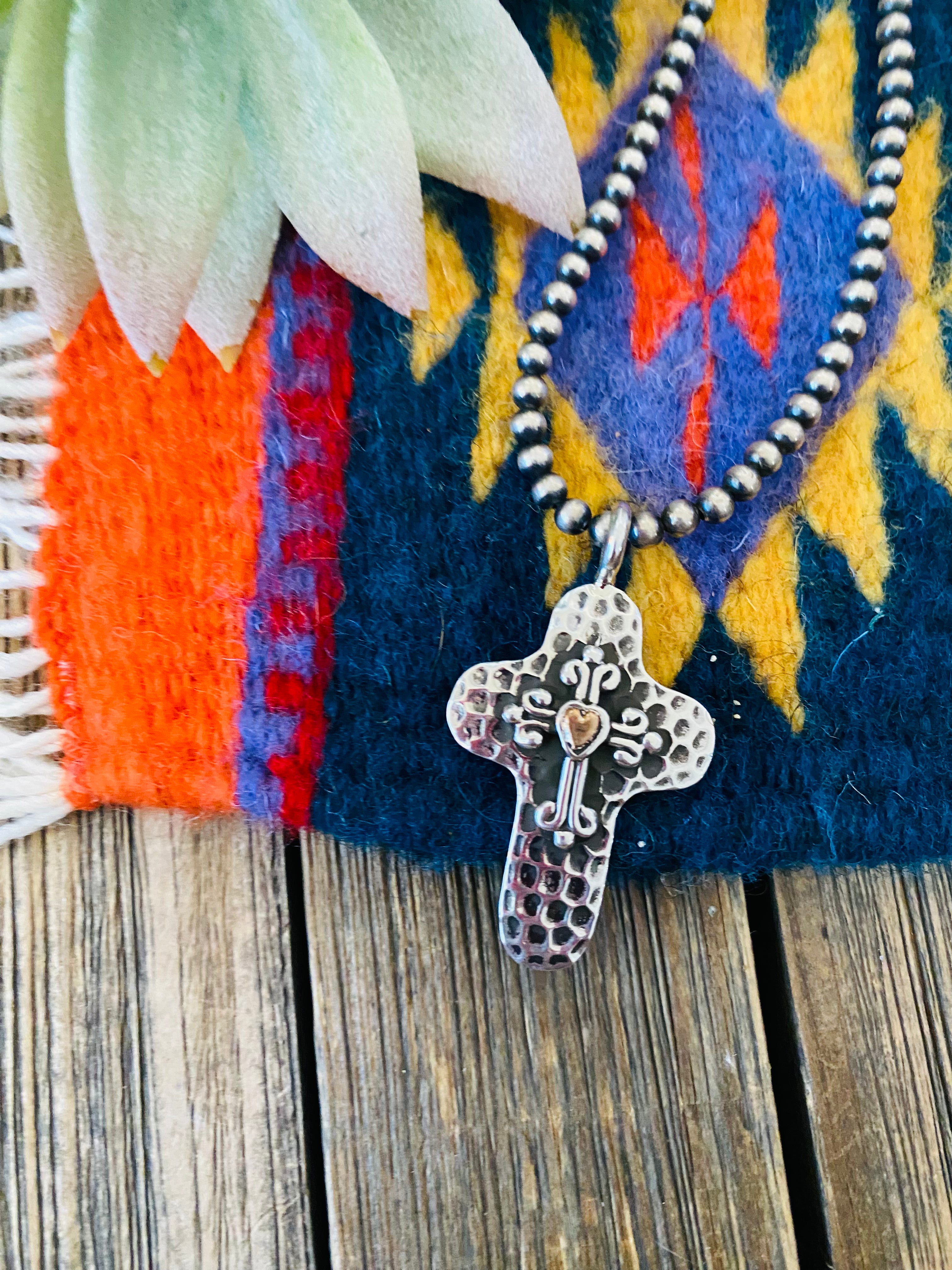 Navajo Sterling Silver & Copper Cross Pendant - Everest Ranch