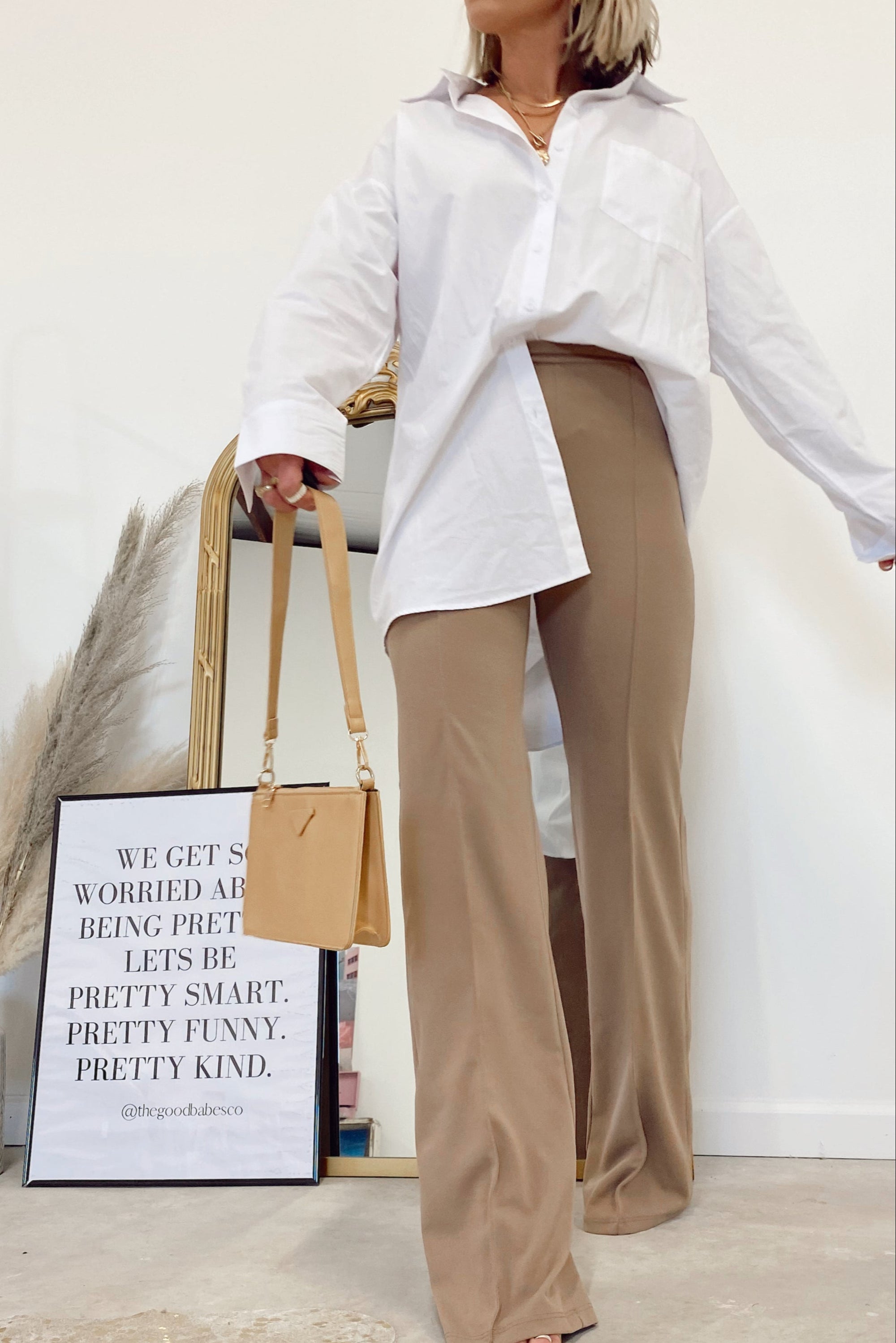 The Zoey Stretch Trouser in Taupe