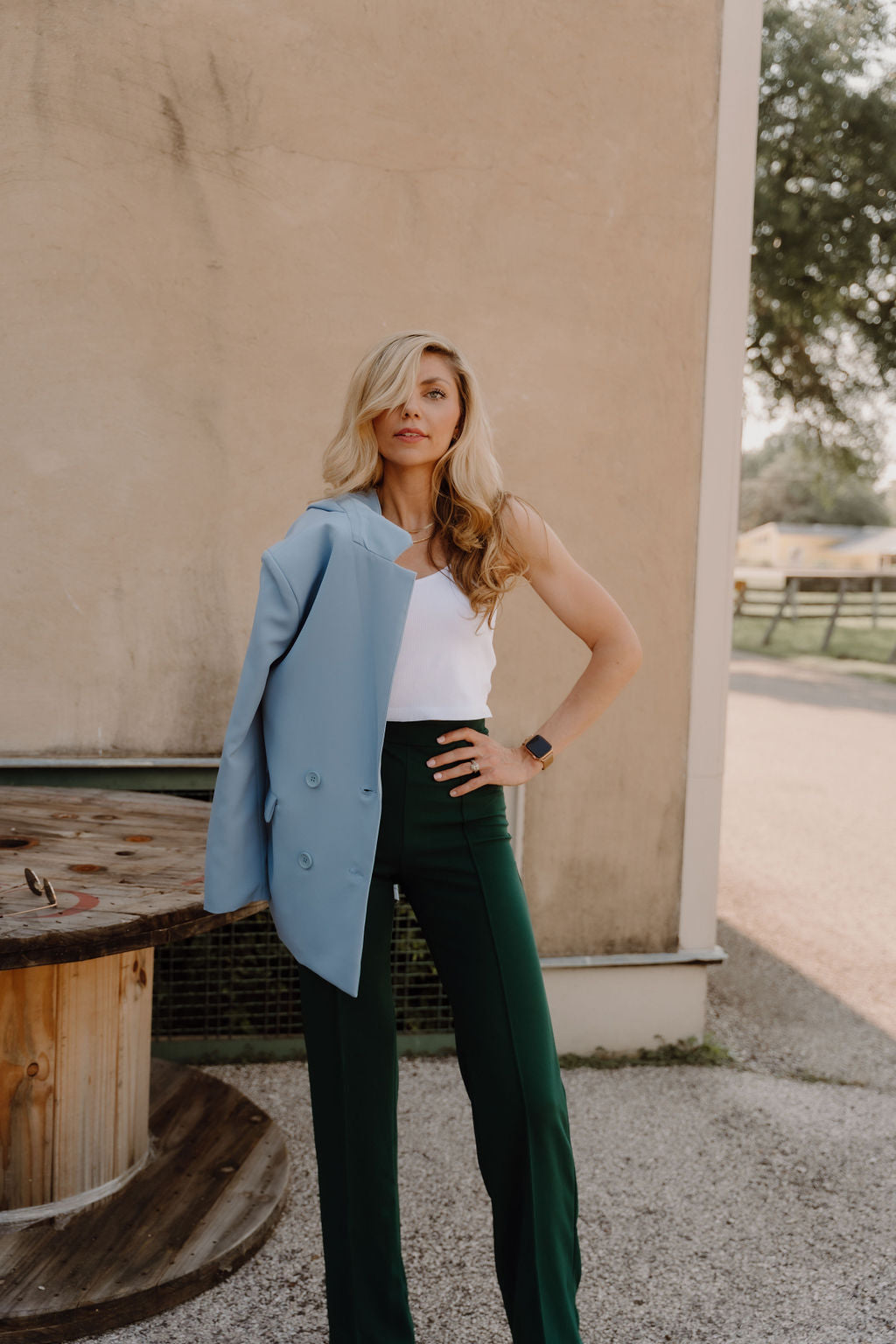 The Zoey Stretch Trouser In Hunter Green
