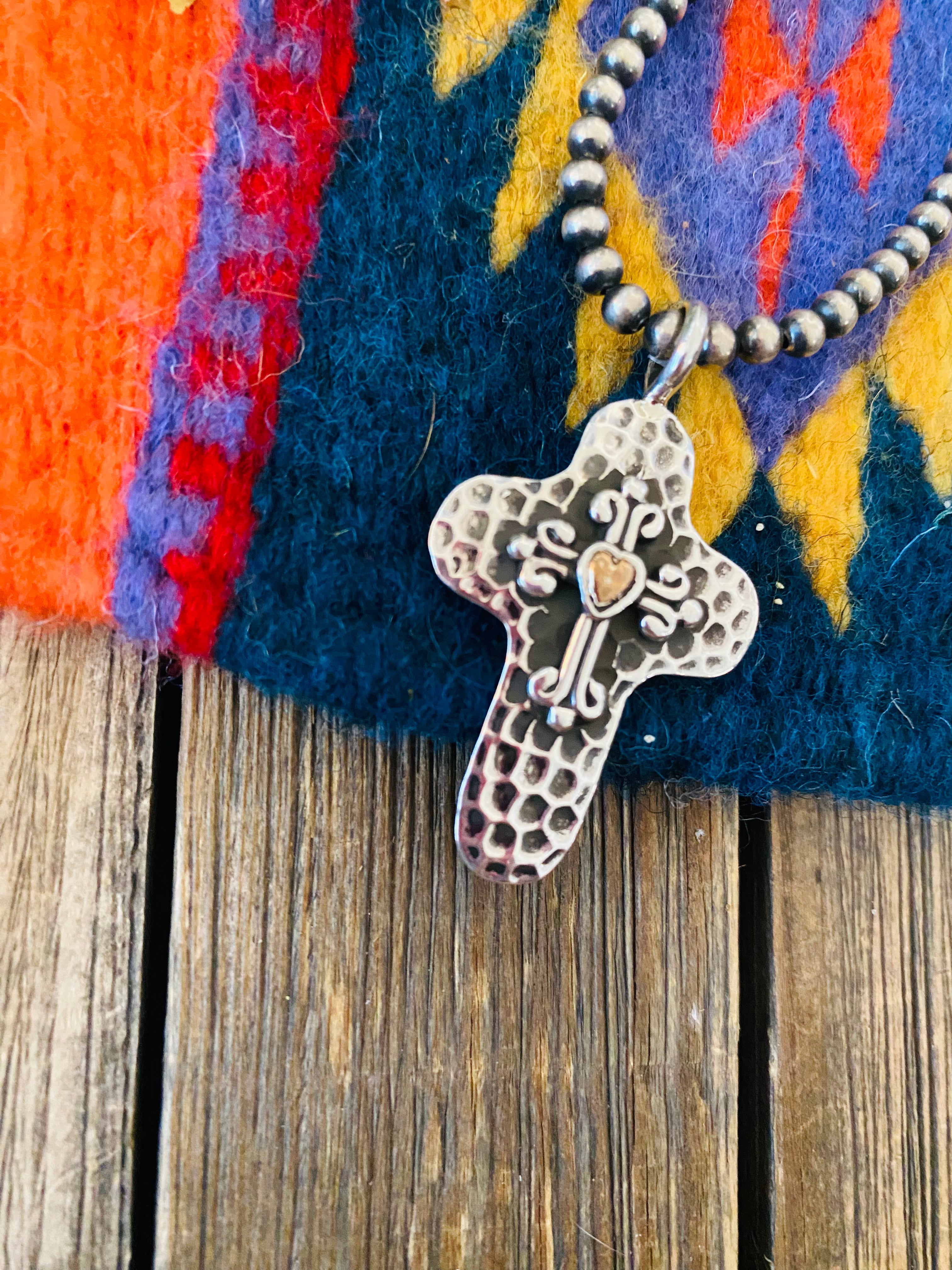 Navajo Sterling Silver & Copper Cross Pendant - Everest Ranch