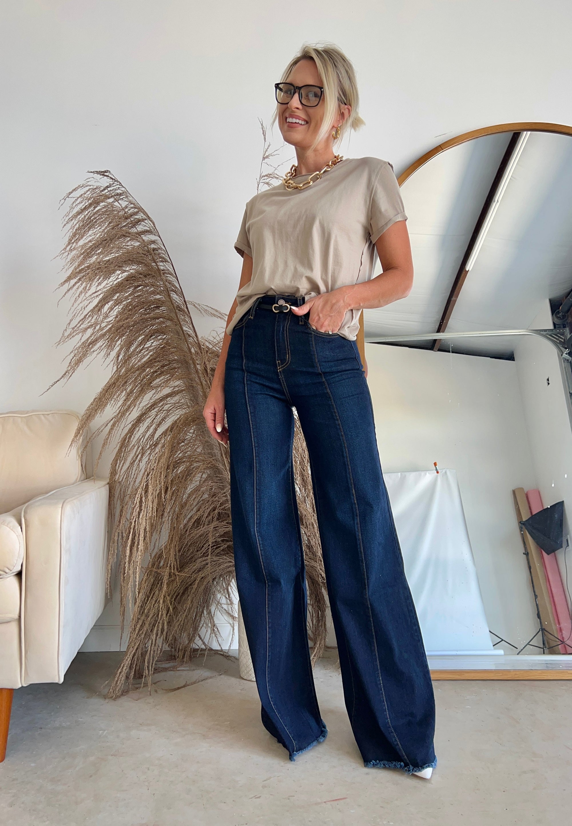 The Loretta Trouser Jean in Dark Wash