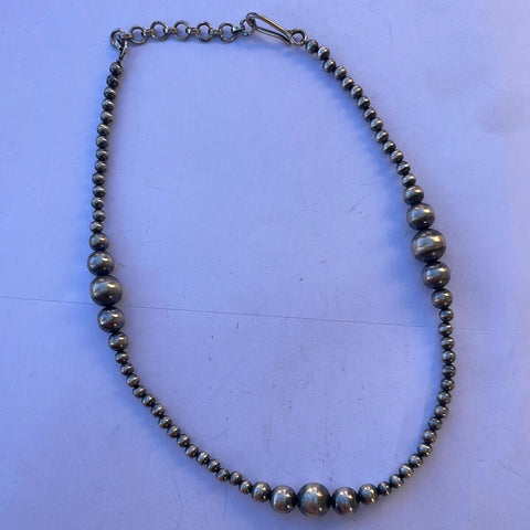 Handmade 4-8mm Beaded Sterling Silver Necklace 14” - Everest Ranch