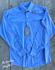 Ariat Men's Blue Wrinkle Free Solid Pinpoint Oxford Classic Fit Shirt
