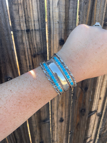 “The Cassidy Stacker” Navajo Sterling Silver & Turquoise Cuffs