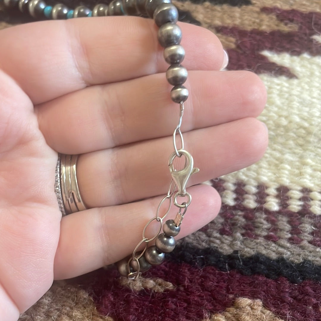 Navajo Sterling Silver Turquoise Necklace-Unique Pendant by Kathleen G