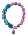 Indigo Blue Agate Purple Charm Golden Bracelet