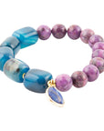 Indigo Blue Agate Purple Charm Golden Bracelet
